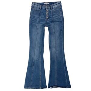 Flying Monkey High Rise Flare Jeans 28 Seamed Front 90s 70s Retro Boho Festival